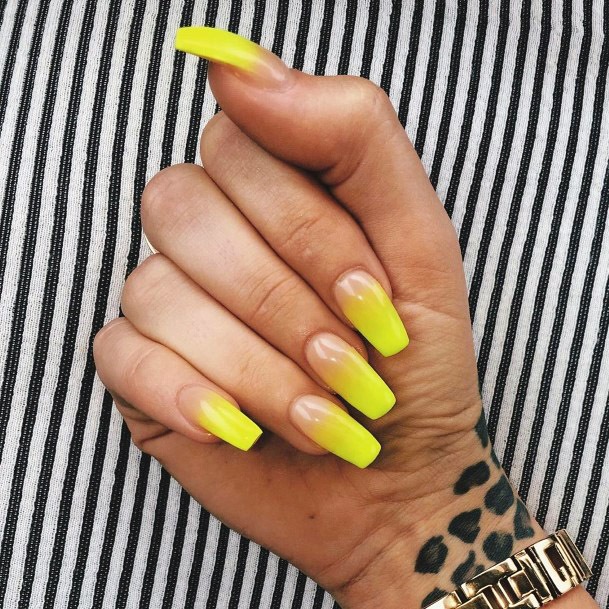 Yellow Ombre Nail Design Women