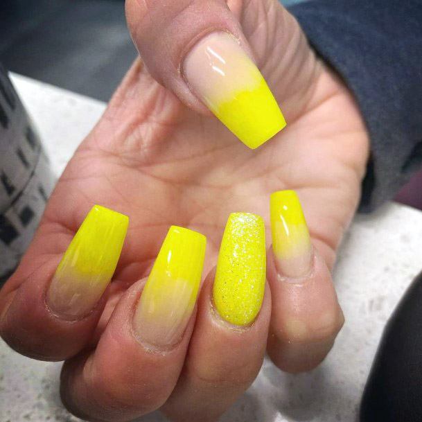 Yellow Ombre Nail Women
