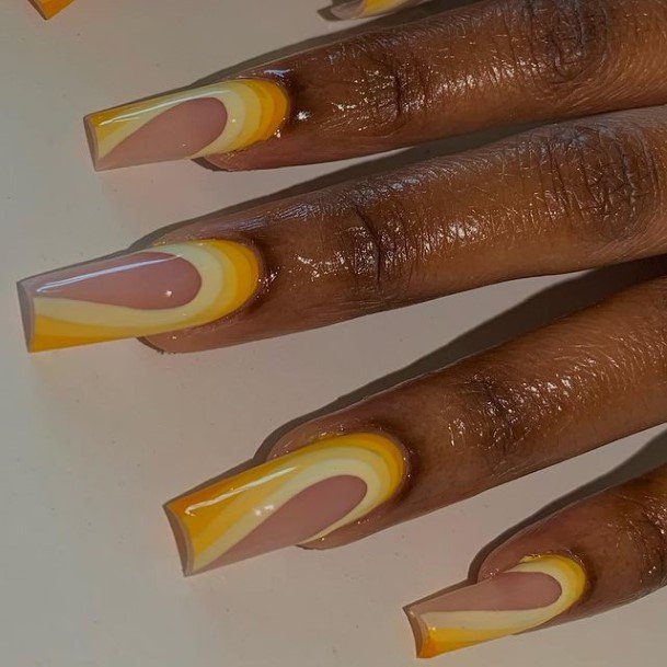 Yellow Square Nail For Ladies