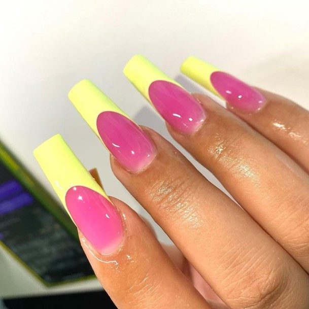 Yellow Square Nails Feminine Ideas