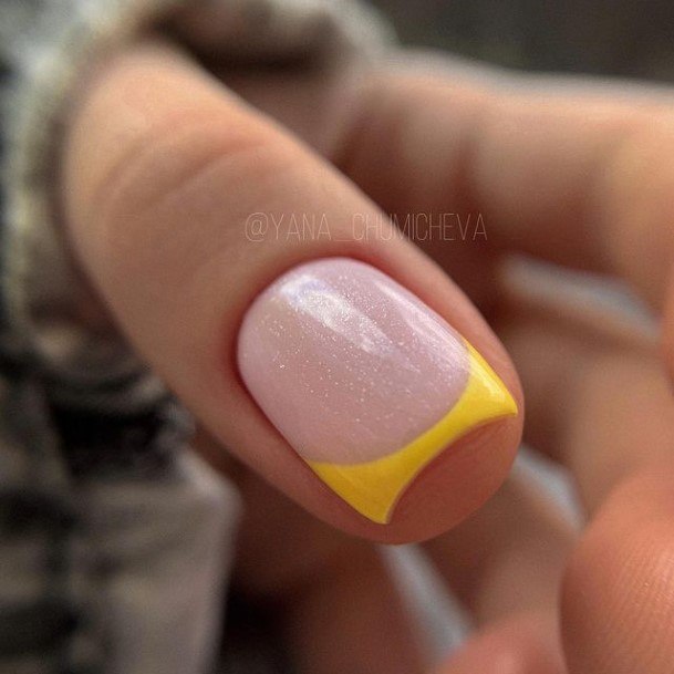 Yellow Square Nails For Girls