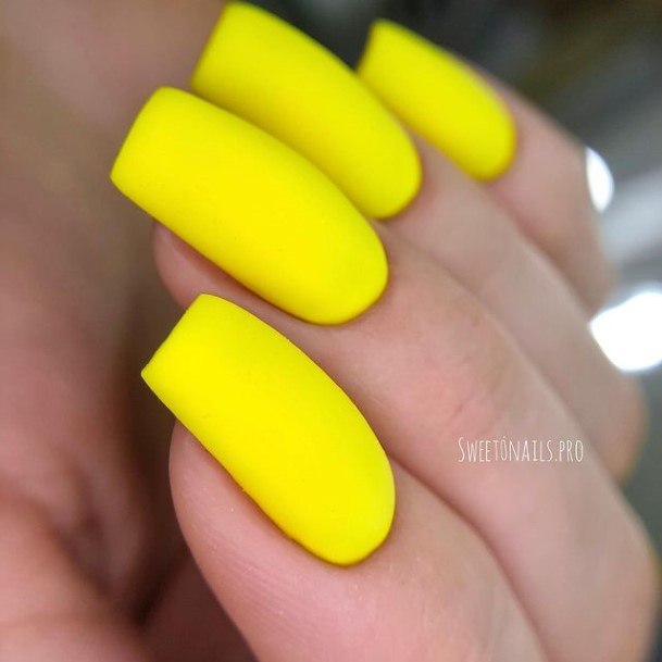 Yellow Square Womens Nail Designs