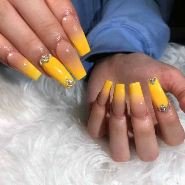 Yellow Tipped Long Nails Women