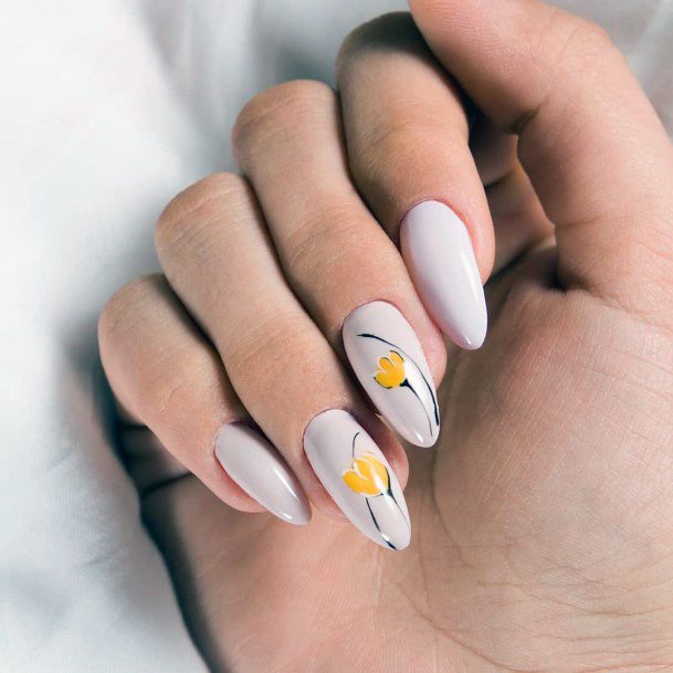 Yellow Tulip Art Attractive Nails