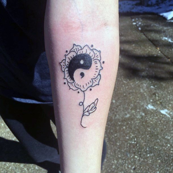 Yin And Yang Semi Colon Tattoo Womens Forearms