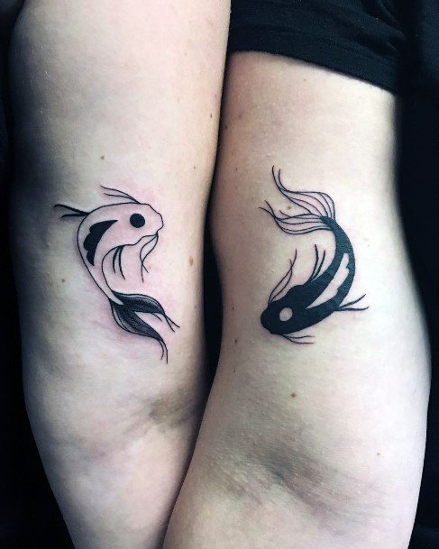 Yin Yang Fish Black And White Sister Tattoo