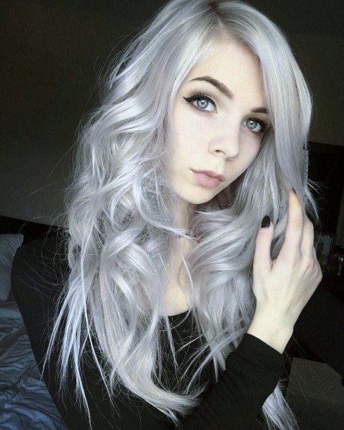 Young Girls Long Wavy Fairy Tale Grey Whimsicalbeautiful Hairstyles