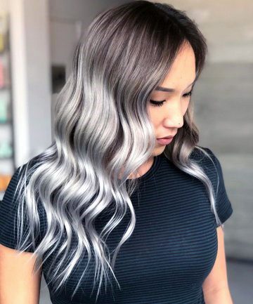 Young Womens Beautiful Wavy Long Flowing Grey Visionary Hairstyle Ideas