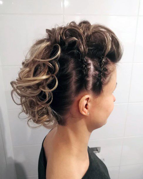 Young Womens Elegant Princess Bun Mohawk Hairstyle For Ladies Or Girls