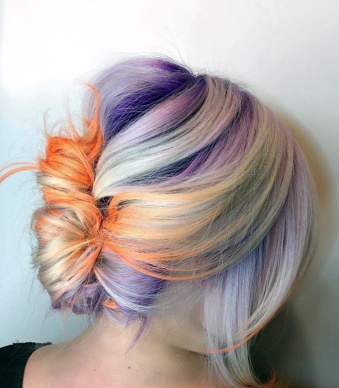 Youthful Loose Orange And Purple French Twist Inspiration For Teenage Girls