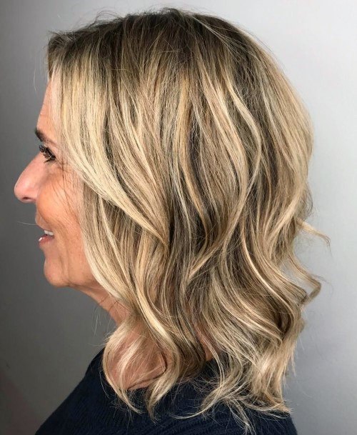 Youthful Wavy Lob Hairstyles For Women Over 60