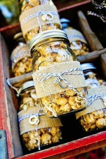 Yummy Pop Corns In Mason Jar Wedding Decorations