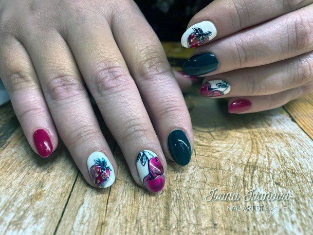 Yunny Cute Strawberry Cherry Nail Fruit Design For Ladies