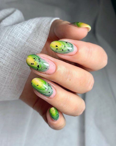 Zesty Green And Yellow Kiwi Nails Women