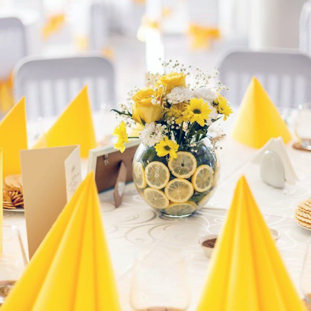 Zesty Lime And Yellow Flowers Wedding